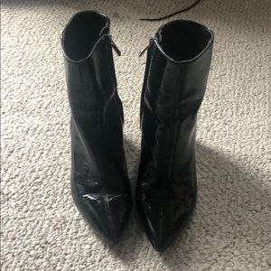 Black patent leather booties
